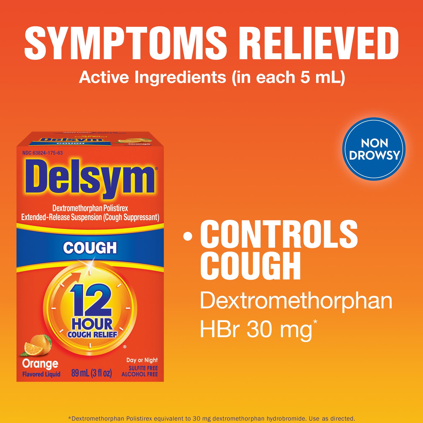 Delsym 12-Hour Cough Relief Orange Liquid 3 oz