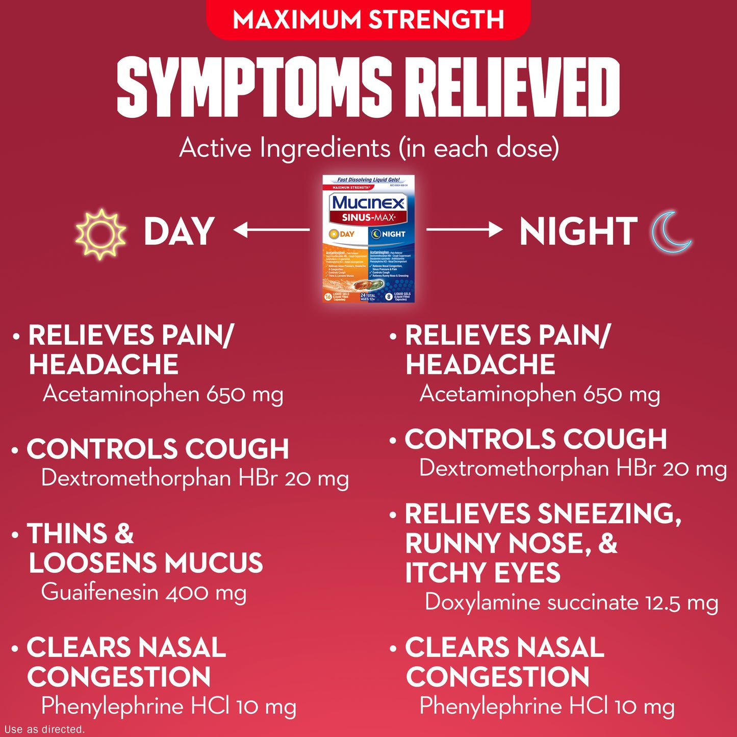 MUCINEX® SINUS-MAX® Liquid Gels - Day & Night 24/24 ct.