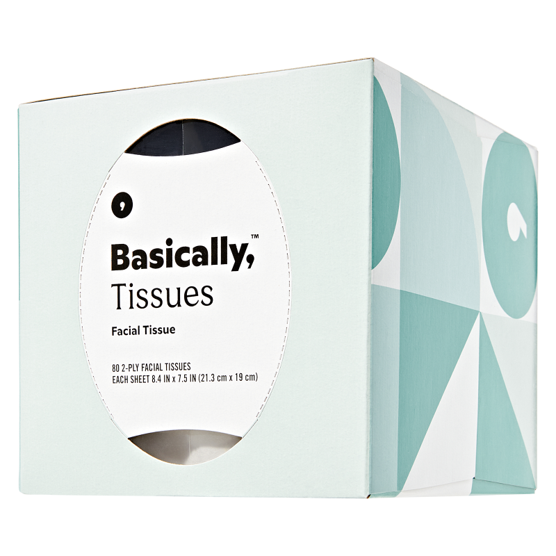 Basically, 80ct Soft Facial Tissues