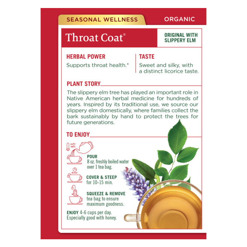 Traditional Medicinals Organic Throat Coat Herb Tea 16ct