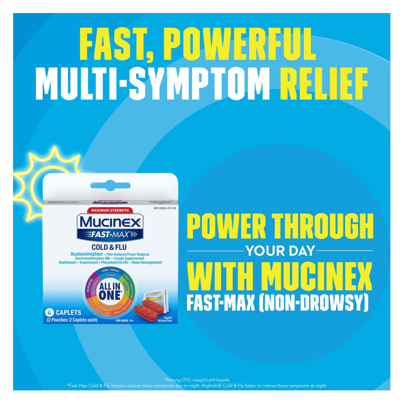 Mucinex Fast-Max All-In-One Cold & Flu Caplets 4ct