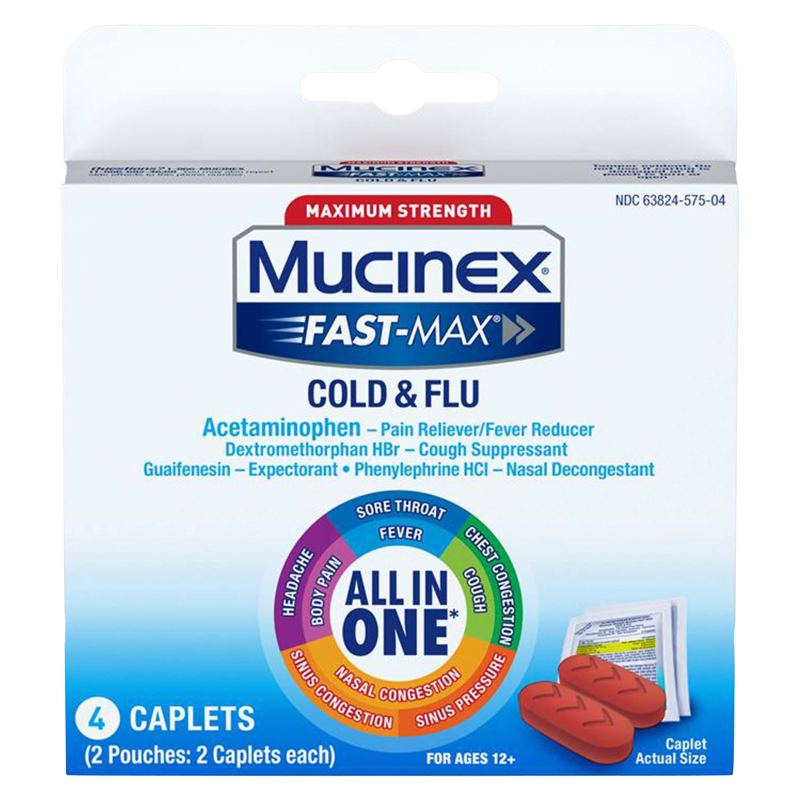 Mucinex Fast-Max All-In-One Cold & Flu Caplets 4ct